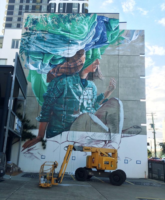 “head In The Clouds” By Fintan Magee In Brisbane, Australia – Streetartnews