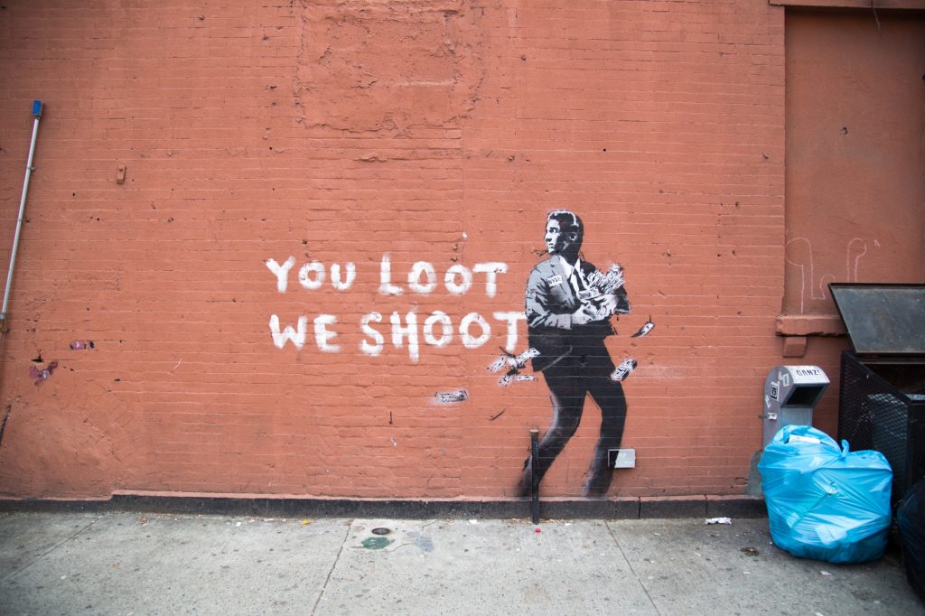 “You Loot, We Shoot” by Banksy in New York City StreetArtNews