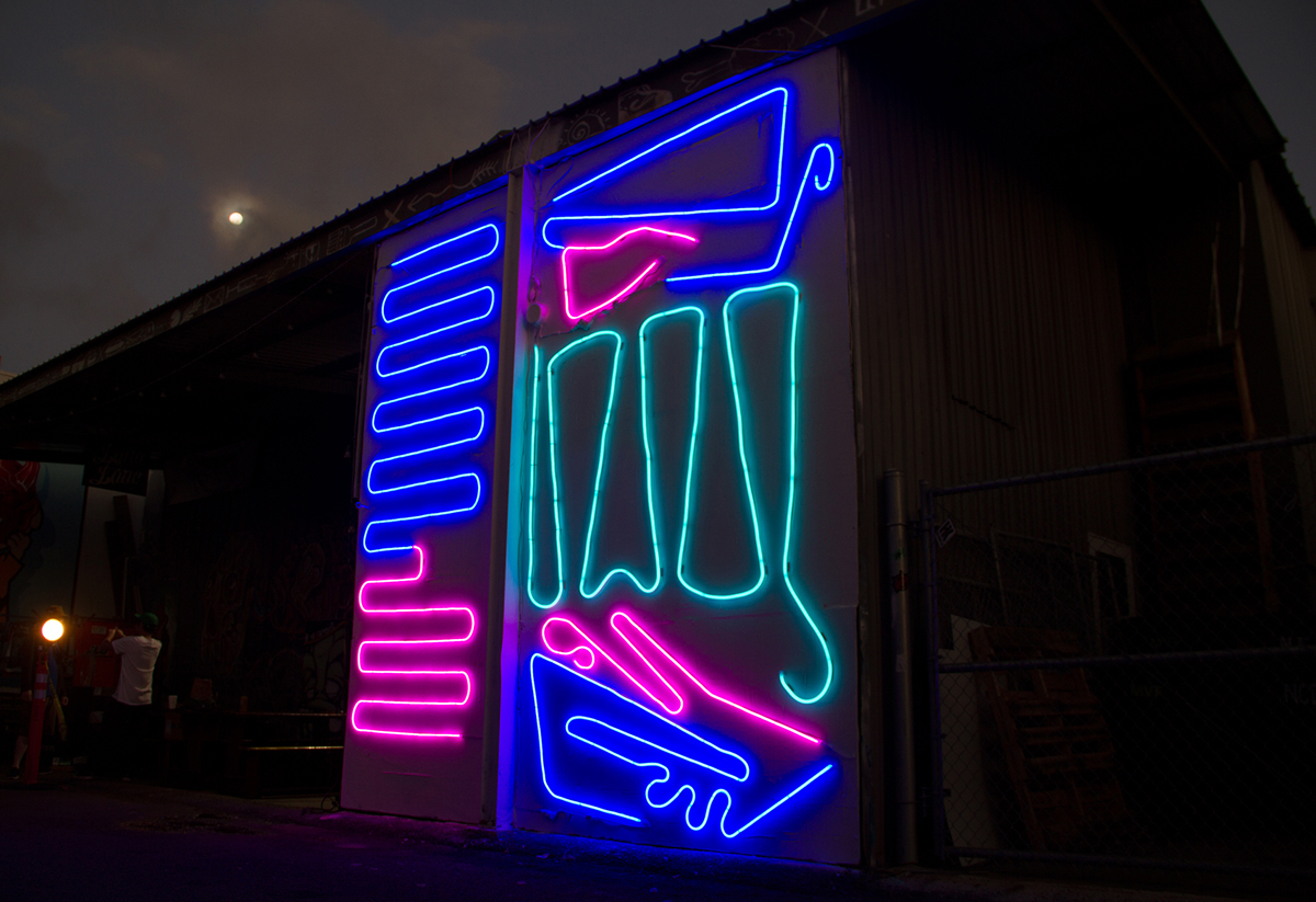 New Neon Interactive Mural by Spidertag in Honolulu, Hawaii Hawaii 5